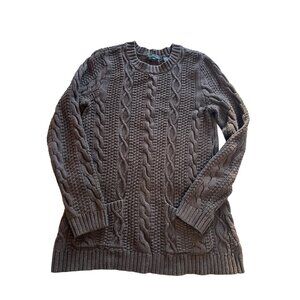 Jeanne Pierre Cable Knit Brown Sweater dress/ tunic top  Womens S 100% Cotton